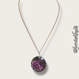 1970s - 1980s Iridescent Pendant with 24-Inch Chain